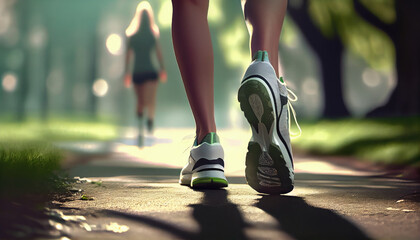 Fototapeta premium Athletic girl is running. Generative AI