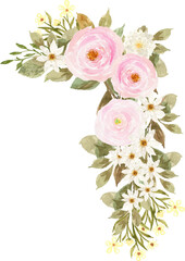 Obraz na płótnie Canvas Pretty White And Pink Watercolor Floral Arrangement