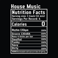 Obraz premium House music nutrition facts