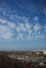 View from above on Unusual clouds over the city.