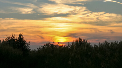 Colorful sunset over Yalpug lake, Odessa region Ukraine