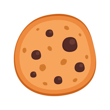 A chocolate chip cookie. Choco cookie icon. Vector illustration. chocolate chip cookie on white background.