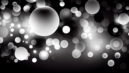 A black and white gradient with circular bokeh lights, Generative AI, illustration