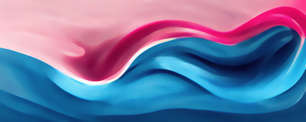 Obraz premium Twisted banner. Graphic art. Digital background. Creative colorful illustration of pastel pink and blue smearing paint stroke flow in wave motion composition pattern.