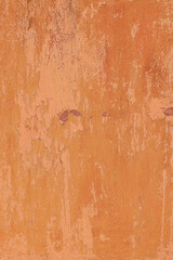 Grungy Brickwall With Broken Stucco Frame Texture. Old Brick Wall With Damaged Shabby Brown Plaster Square Background.