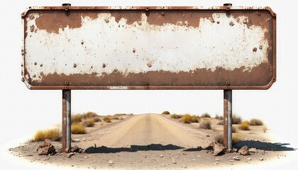 Rusted blank sign, wasteland post apocalypse world - obrazy, fototapety, plakaty