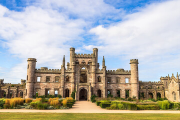 Imposing ruins of Lowther Castle in Lake District of England.