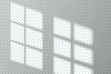 Shadow window light blinds reflected on wall, vector overlay background. window shadow on room wall, sun sahde or sunlight at home wall, transparent effect