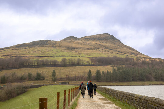 Walk along Dovestone reservoir in Peak District at Saddleworth Moor in Greater Manchester, England. 