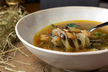 delicious and beautiful soup prepared by the chef
