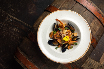 a delicious and beautiful seafood dish prepared by the chef
