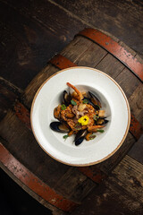 a delicious and beautiful seafood dish prepared by the chef
