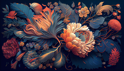 background with flowers, Flowers in the garden, vintage bouquet of beautiful flowers, abstract pattern with beautiful spring flowers. Created with Generative AI  - 578374197