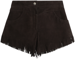fringed brown shorts, isolated on transparent or white background, png, mockup	