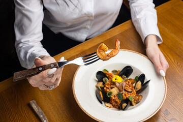 a delicious and beautiful seafood dish prepared by the chef

