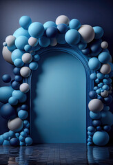 Incredible blue Birthday Balloon arch