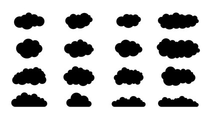 Cartoon cloud icons on transparent background. Collection. PNG illustration