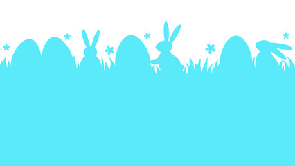 Easter eggs and bunnies on transparent background. Minimal design for card, poster and banner. Vector illustration