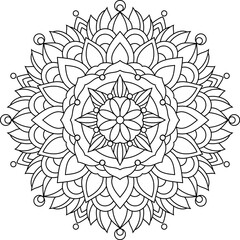 Black and white floral mandala vector illustration