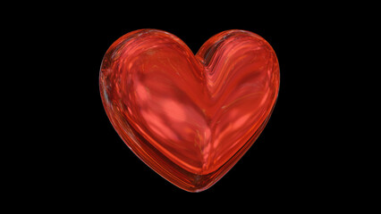 heart on black background, for Valentine day sign and symbol 3d rendering.