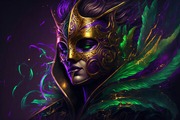 Masquerade Mix-Up: A Festive Grouping of Mardi Gras, Venetian or Carnivale Mask Generative AI