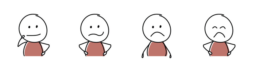Sad stickman. Gestures concept. Vector