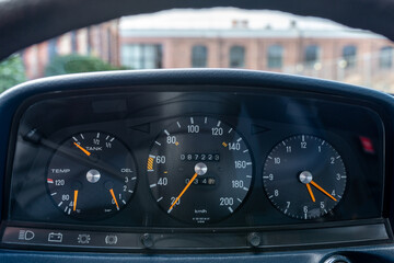 Car dashboard and speedometer