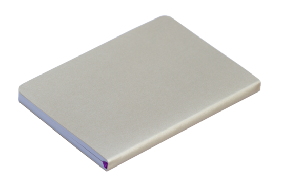 Gray colored notebook on transparent background