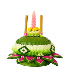 Artificial krathong made from clay on transparent background. 
