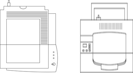 sketch vector illustration of copier machine top view