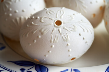 Handmade Czech Easter egg decorated with wax