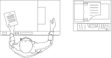 sketch vector illustration of copier machine top view