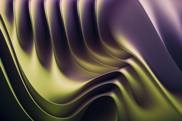 Wavy Green Metallic 3D Background. Generative AI