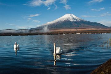mountain and lake