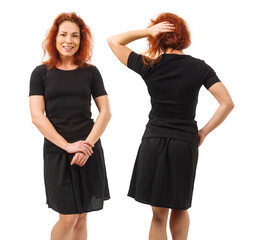 Stunning redhead posing with blank black shirt