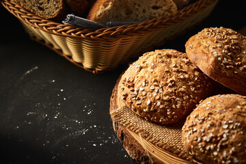 Tasty homemade bread on cutting board