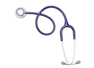 Purple stethoscope on transparent background. 