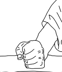 Fist bump on a table illustration