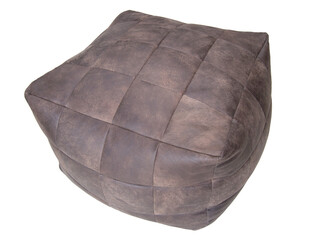 Brown leather stool on transparent background
