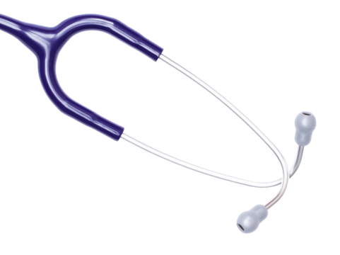 Purple stethoscope on transparent background. - Powered by Adobe