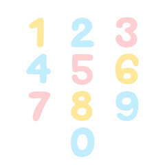 Numbers of different colors hand drawn in doodle style for decor and print.