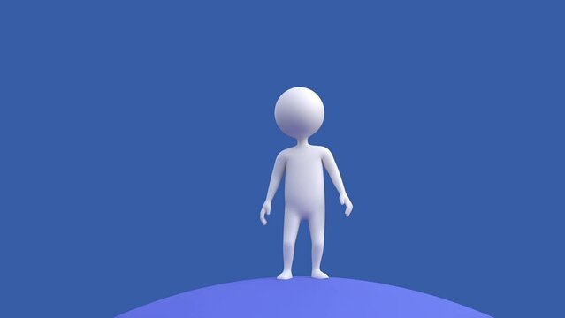 puppet man looking around