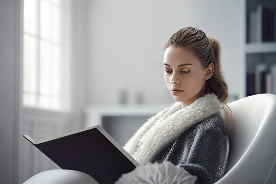 Woman reading a book. Generative AI
