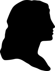 silhouette of a woman on a white background. Female head.
