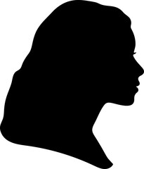 silhouette of a woman on a white background. Female head.