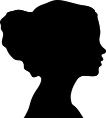 silhouette of a woman on a white background. Female head.