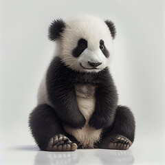 Fototapeta premium illustration of panda bear cub on white background AI generated