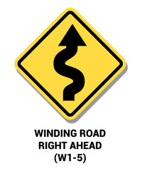 Manual On Uniform Traffic Control Device Winding Road Left Ahead Road Sign Symbol
