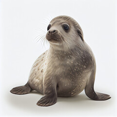 illustration of seal pup on white background AI generated