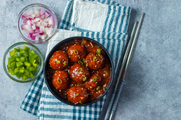 Delicious Indochinese food "Vegetable Manchurian". Made of cabbages and vegetables.  